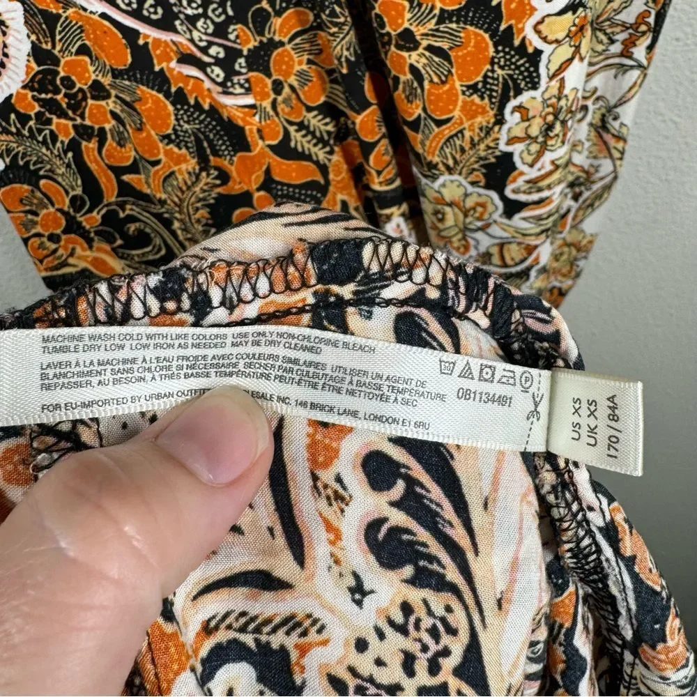 Free People Forever Yours Smocked Slip Maxi Dress Black Combo Floral XS